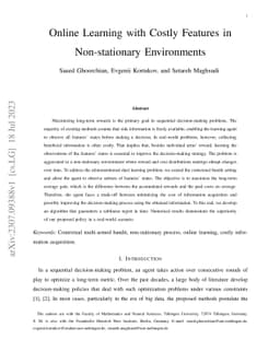Online Learning with Costly Features in Non-stationary Environments