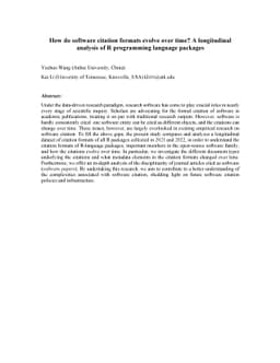 How do software citation formats evolve over time? A longitudinal
  analysis of R programming language packages