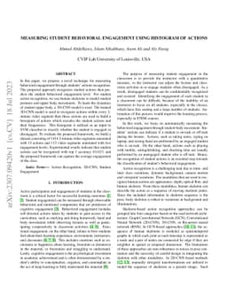 Measuring Student Behavioral Engagement using Histogram of Actions