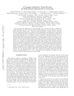 A Cryogenic Memristive Neural Decoder for Fault-tolerant Quantum Error
  Correction