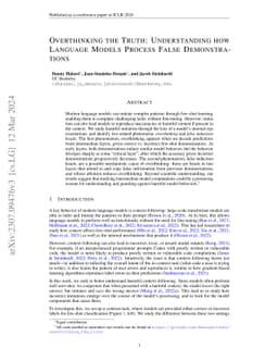 Overthinking the Truth: Understanding how Language Models Process False
  Demonstrations