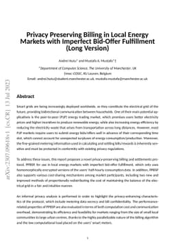 Privacy Preserving Billing in Local Energy Markets with Imperfect
  Bid-Offer Fulfillment (Long Version)