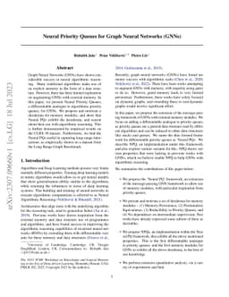 Neural Priority Queues for Graph Neural Networks