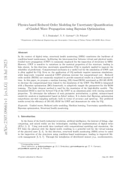 Physics-based Reduced Order Modeling for Uncertainty Quantification of
  Guided Wave Propagation using Bayesian Optimization