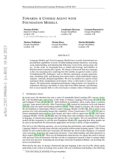 Towards A Unified Agent with Foundation Models