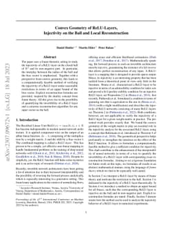 Convex Geometry of ReLU-layers, Injectivity on the Ball and Local
  Reconstruction