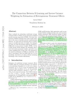 The Connection Between R-Learning and Inverse-Variance Weighting for
  Estimation of Heterogeneous Treatment Effects