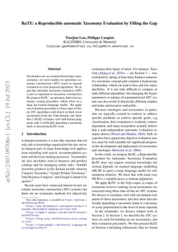 RaTE: a Reproducible automatic Taxonomy Evaluation by Filling the Gap