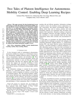 Two Tales of Platoon Intelligence for Autonomous Mobility Control:
  Enabling Deep Learning Recipes
