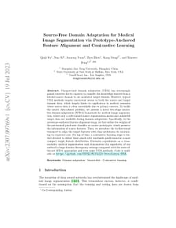 Source-Free Domain Adaptation for Medical Image Segmentation via
  Prototype-Anchored Feature Alignment and Contrastive Learning