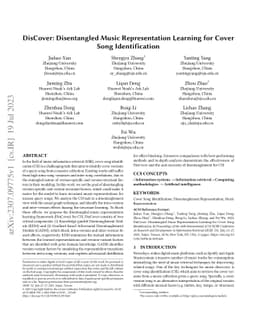 DisCover: Disentangled Music Representation Learning for Cover Song
  Identification