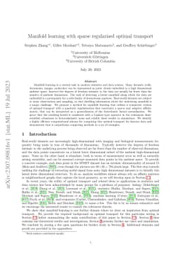 Manifold Learning with Sparse Regularised Optimal Transport
