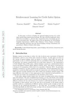 Reinforcement Learning for Credit Index Option Hedging