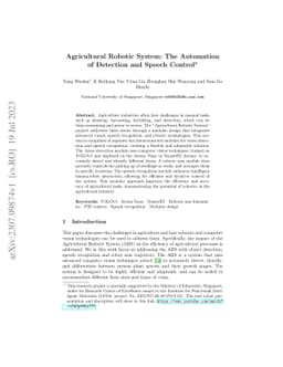 Agricultural Robotic System: The Automation of Detection and Speech
  Control