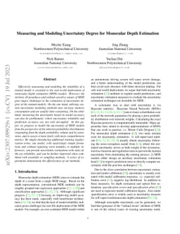 Measuring and Modeling Uncertainty Degree for Monocular Depth Estimation