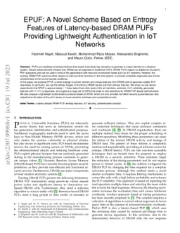 EPUF: A Novel Scheme Based on Entropy Features of Latency-based DRAM
  PUFs Providing Lightweight Authentication in IoT Networks