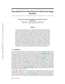 Fine-grained Text-Video Retrieval with Frozen Image Encoders