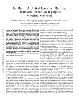 UniMatch: A Unified User-Item Matching Framework for the Multi-purpose
  Merchant Marketing