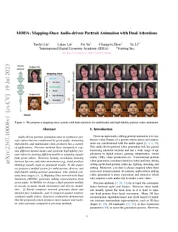 MODA: Mapping-Once Audio-driven Portrait Animation with Dual Attentions
