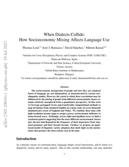 When Dialects Collide: How Socioeconomic Mixing Affects Language Use