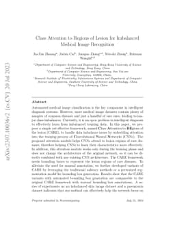 Class Attention to Regions of Lesion for Imbalanced Medical Image
  Recognition