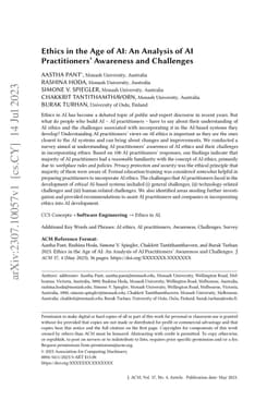 Ethics in the Age of AI: An Analysis of AI Practitioners' Awareness and
  Challenges