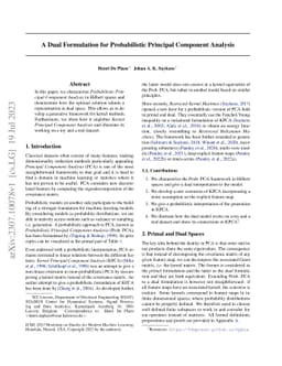 A Dual Formulation for Probabilistic Principal Component Analysis
