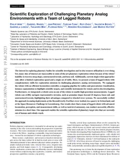 Scientific Exploration of Challenging Planetary Analog Environments with
  a Team of Legged Robots