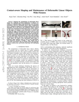 Contact-aware Shaping and Maintenance of Deformable Linear Objects With
  Fixtures