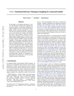 VITS : Variational Inference Thompson Sampling for contextual bandits