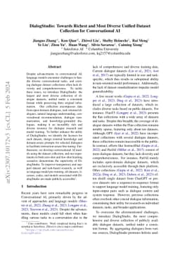 DialogStudio: Towards Richest and Most Diverse Unified Dataset
  Collection for Conversational AI