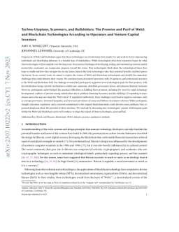 Techno-Utopians, Scammers, and Bullshitters: The Promise and Peril of
  Web3 and Blockchain Technologies According to Operators and Venture Capital
  Investors