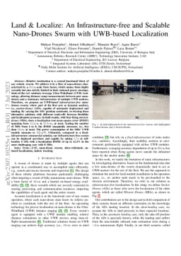 Land & Localize: An Infrastructure-free and Scalable Nano-Drones Swarm
  with UWB-based Localization