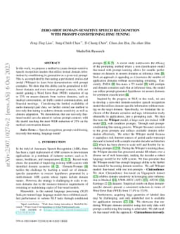 Zero-shot Domain-sensitive Speech Recognition with Prompt-conditioning
  Fine-tuning