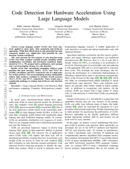 Code Detection for Hardware Acceleration Using Large Language Models