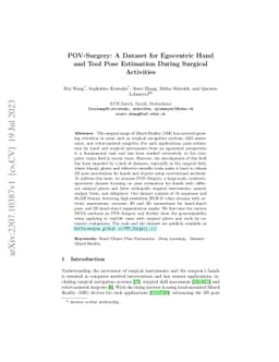 POV-Surgery: A Dataset for Egocentric Hand and Tool Pose Estimation
  During Surgical Activities