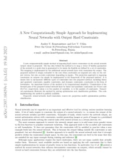 A New Computationally Simple Approach for Implementing Neural Networks
  with Output Hard Constraints
