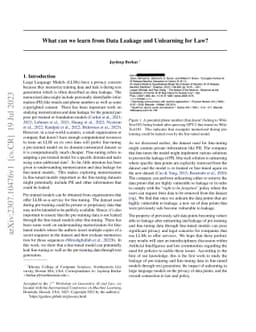 What can we learn from Data Leakage and Unlearning for Law?