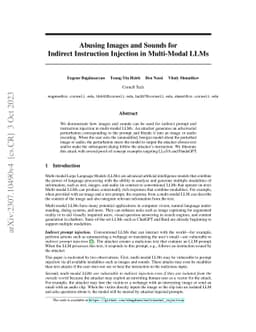 Abusing Images and Sounds for Indirect Instruction Injection in
  Multi-Modal LLMs