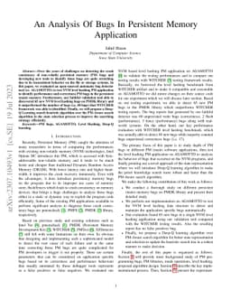 An Analysis of Bugs In Persistent Memory Application