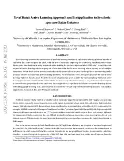 Novel Batch Active Learning Approach and Its Application to Synthetic
  Aperture Radar Datasets