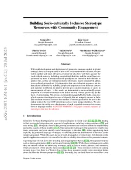 Building Socio-culturally Inclusive Stereotype Resources with Community
  Engagement