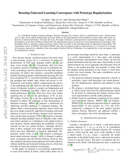 Boosting Federated Learning Convergence with Prototype Regularization