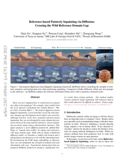 Reference-based Painterly Inpainting via Diffusion: Crossing the Wild
  Reference Domain Gap