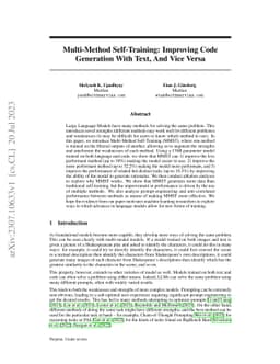 Multi-Method Self-Training: Improving Code Generation With Text, And
  Vice Versa