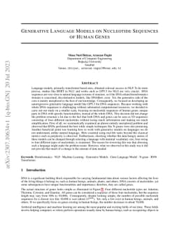 Generative Language Models on Nucleotide Sequences of Human Genes