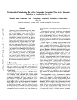 Refining the Optimization Target for Automatic Univariate Time Series
  Anomaly Detection in Monitoring Services