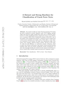 A Dataset and Strong Baselines for Classification of Czech News Texts