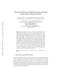 Extreme Multi-Label Skill Extraction Training using Large Language
  Models