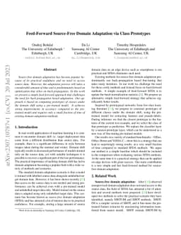 Feed-Forward Source-Free Domain Adaptation via Class Prototypes